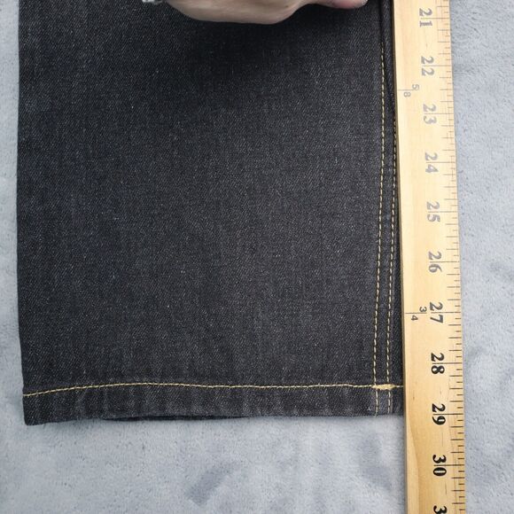 Code One Pants Mens 36 Black High Rise Flat Front Dark Wash Denim Jeans - Picture 6 of 16